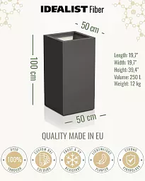 PURE High Cube Outdoor Fiberglass Planter