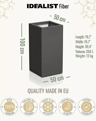 PURE High Cube Outdoor Fiberglass Planter