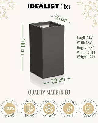 PURE High Cube Outdoor Fiberglass Planter