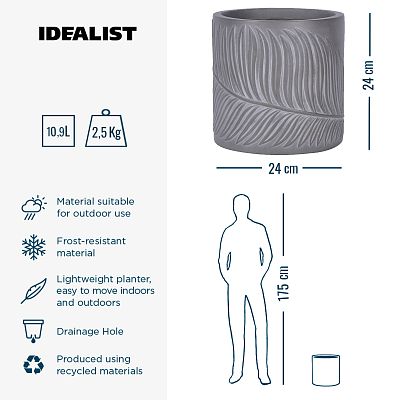 IDEALIST Lite Leaf Embossed Round Planter