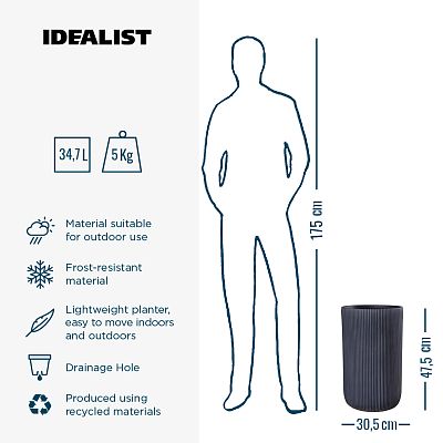 IDEALIST Lite Ribbed Cylinder Outdoor Planter