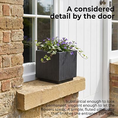 IDEALIST Lite Vertical Ribbed Square Effect Outdoor Planter