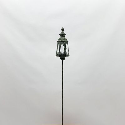 Cone Metal Ornament Garden Stake Dark Silver Lantern by Minster