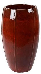 Ceramic Round Tall Lined Glossy Planter Pot In/Out