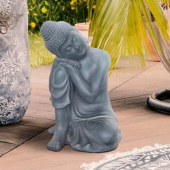 Resting Buddha Grey Outdoor Statue by Idealist Lite L35.5 W34 H50.5 cm
