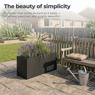 Set of 2 IDEALIST Lite Trough Garden Planters, Light Concrete Outdoor Large Plant Pots