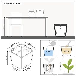 LECHUZA Quadro LS Square Poly Resin Self-watering Planter