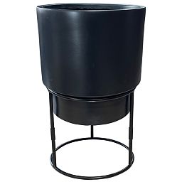 Set of two IDEALIST Lite Smooth Style Round Indoor Planters on Metal Stand