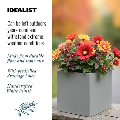 IDEALIST Lite Square Box Contemporary Light Concrete Planter