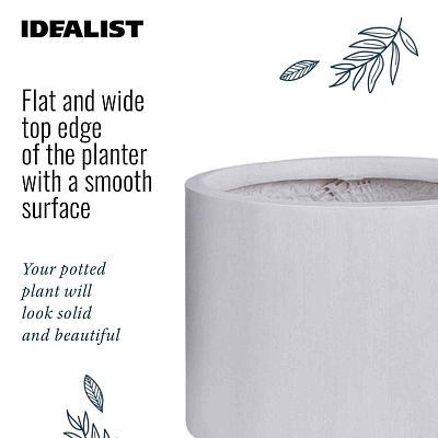 Set of two IDEALIST Lite Smooth Style Round Indoor Planters on Metal Stand