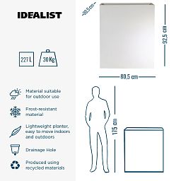 IDEALIST Lite Narrow Contemporary Light Concrete Trough Planter