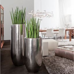 Pandora Leaf (single wall) Round Tall Polystone Indoor Planter