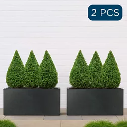 Set of 2 IDEALIST Lite Trough Garden Planters, Light Concrete Outdoor Large Plant Pots