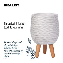 IDEALIST Lite Plaited Style Egg Planter on Legs, Round Pot Plant Stand Indoor