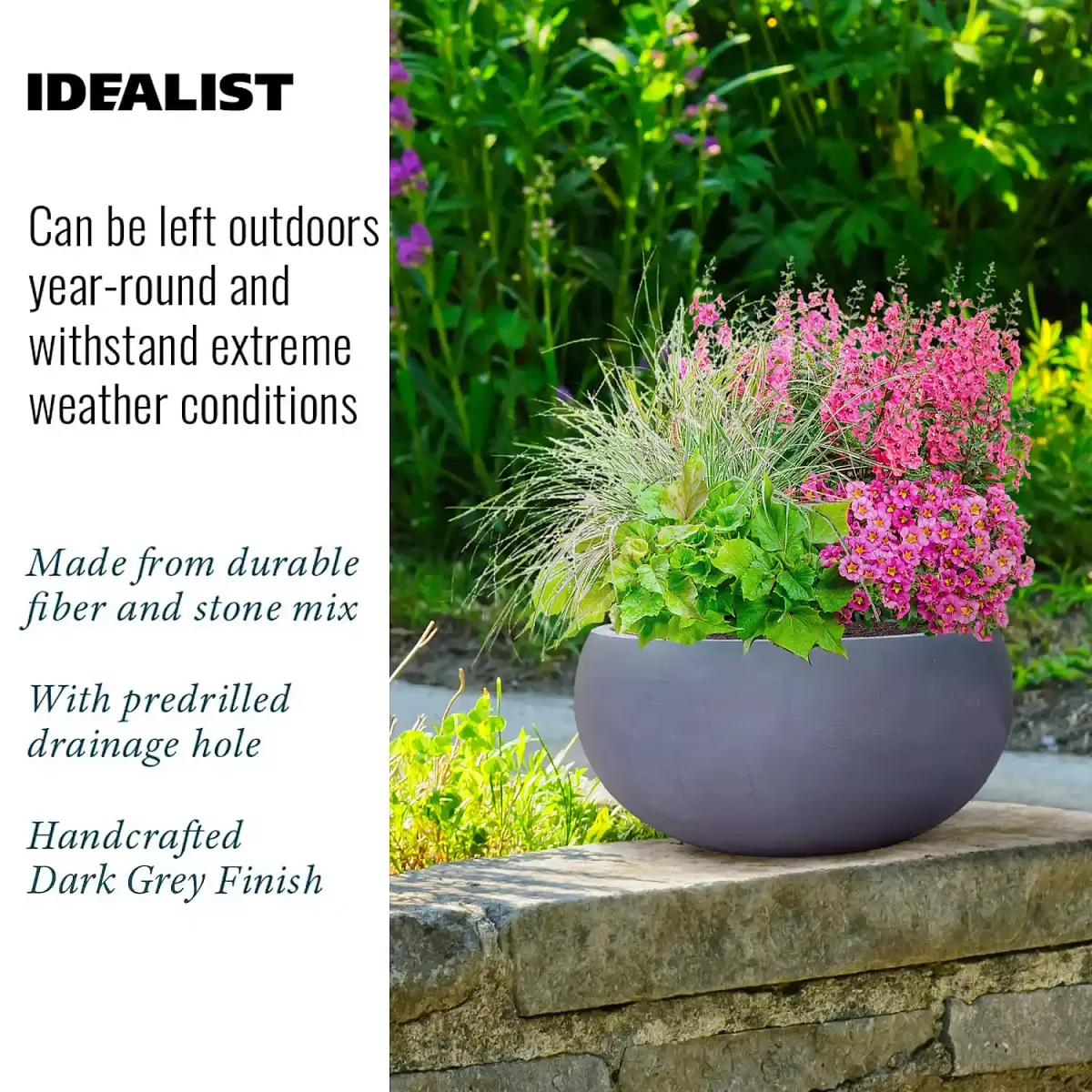 IDEALIST Lite Classic Smooth Bowl Outdoor Planter