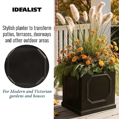 IDEALIST Lite Faux Lead Chelsea Box Square Light Concrete Planter