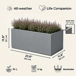 IDEALIST Lite Contemporary Light Concrete Trough Planter