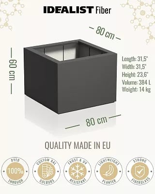 PURE Cube Outdoor Fiberglass Planter