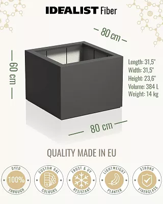 PURE Cube Outdoor Fiberglass Planter