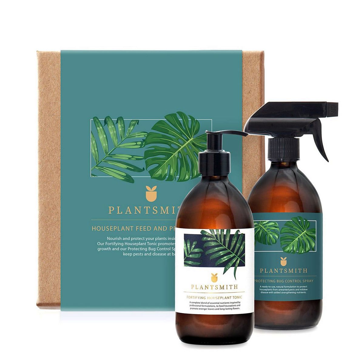 House Plant Bug Spray and Tonic Care Kit, Feed & Protect Gift Set Fertiliser by Plantsmith