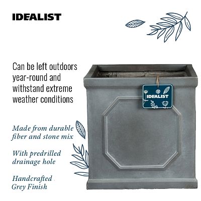 IDEALIST Lite Faux Lead Chelsea Box Square Light Concrete Planter