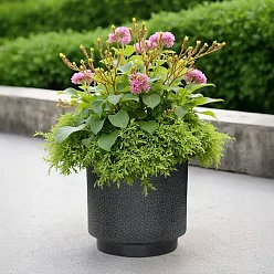 IDEALIST Lite Hammered Stone Cylinder Outdoor Planter
