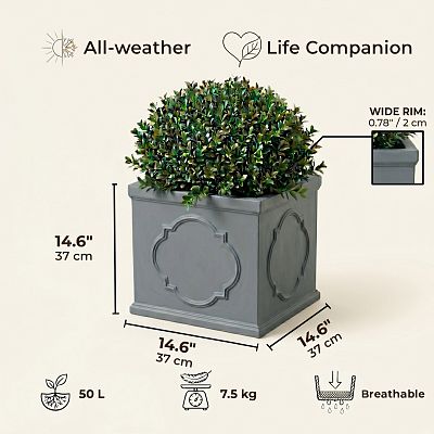 IDEALIST Windsor Light Stone Square Garden Planter