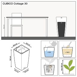 LECHUZA CUBICO Cottage Square Tall Poly Resin Self-watering Planter