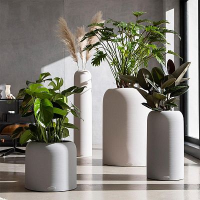 LECHUZA HAVALO Vase Round Tall Poly Resin Planter Only
