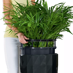 LECHUZA DIAMANTE Premium Matt Round Tall Poly Resin Self-watering Planter