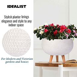 IDEALIST Lite Honeycomb Style Bowl Planter on Legs, Round Pot Plant Stand Indoor