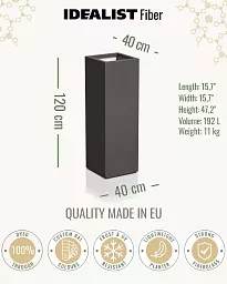 PURE High Cube Outdoor Fiberglass Planter