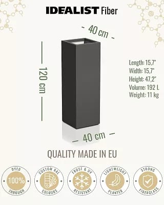 PURE High Cube Outdoor Fiberglass Planter