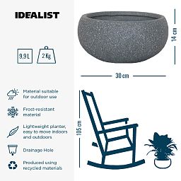 IDEALIST Lite Textured Concrete Effect Bowl Outdoor Planter