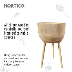 HORTICO GAIA Wooden House Planter with Legs, Tall Indoor Plant Pot Stand with Waterproof Liner