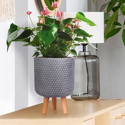 IDEALIST Lite Honeycomb Style Cylinder Planter on Legs, Round Pot Plant Stand Indoor