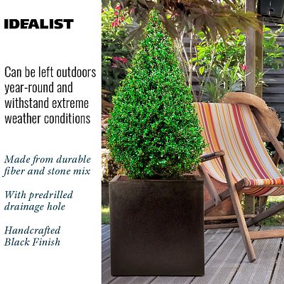 IDEALIST Lite Square Box Contemporary Light Concrete Planter Set