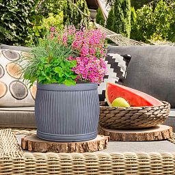IDEALIST Lite Vertical Ribbed Vintage Style Barrel Round Planter