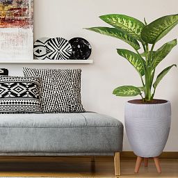 IDEALIST Lite Striped Egg Planter on Legs, Round Pot Plant Stand Indoor