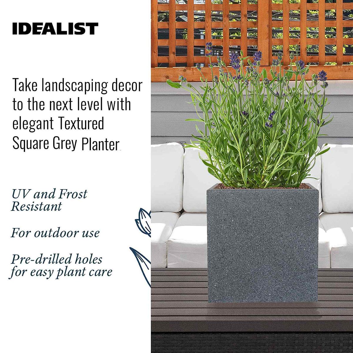 IDEALIST Lite Textured Concrete Effect Square Outdoor Planter