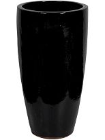 Ceramic Black Shiny Round Tall Large Glossy Planter Pot D36 H70 cm, 71...