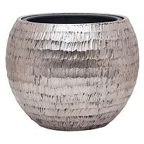 Opus Globe Round Hammered Silver D40 H32 cm Planter (+ liner), 40.2L