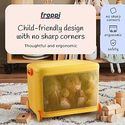Froppi Stackable Plastic Kids Toy Storage Box with Lid, Transparent Door and Wheels