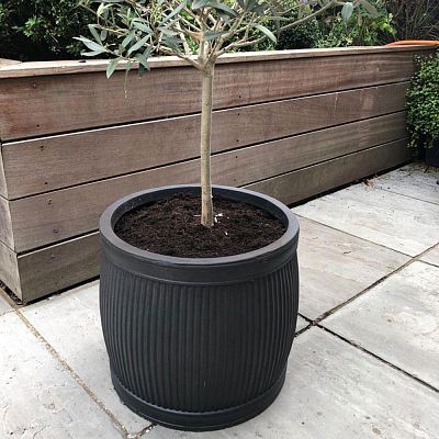 IDEALIST Lite Vertical Ribbed Vintage Style Barrel Round Planter