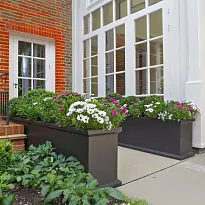 Grosvenor Faux Lead Fibreglass Lightweight Square Trough Planter Outdo...