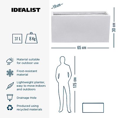IDEALIST Lite Contemporary Light Concrete High Trough Planter