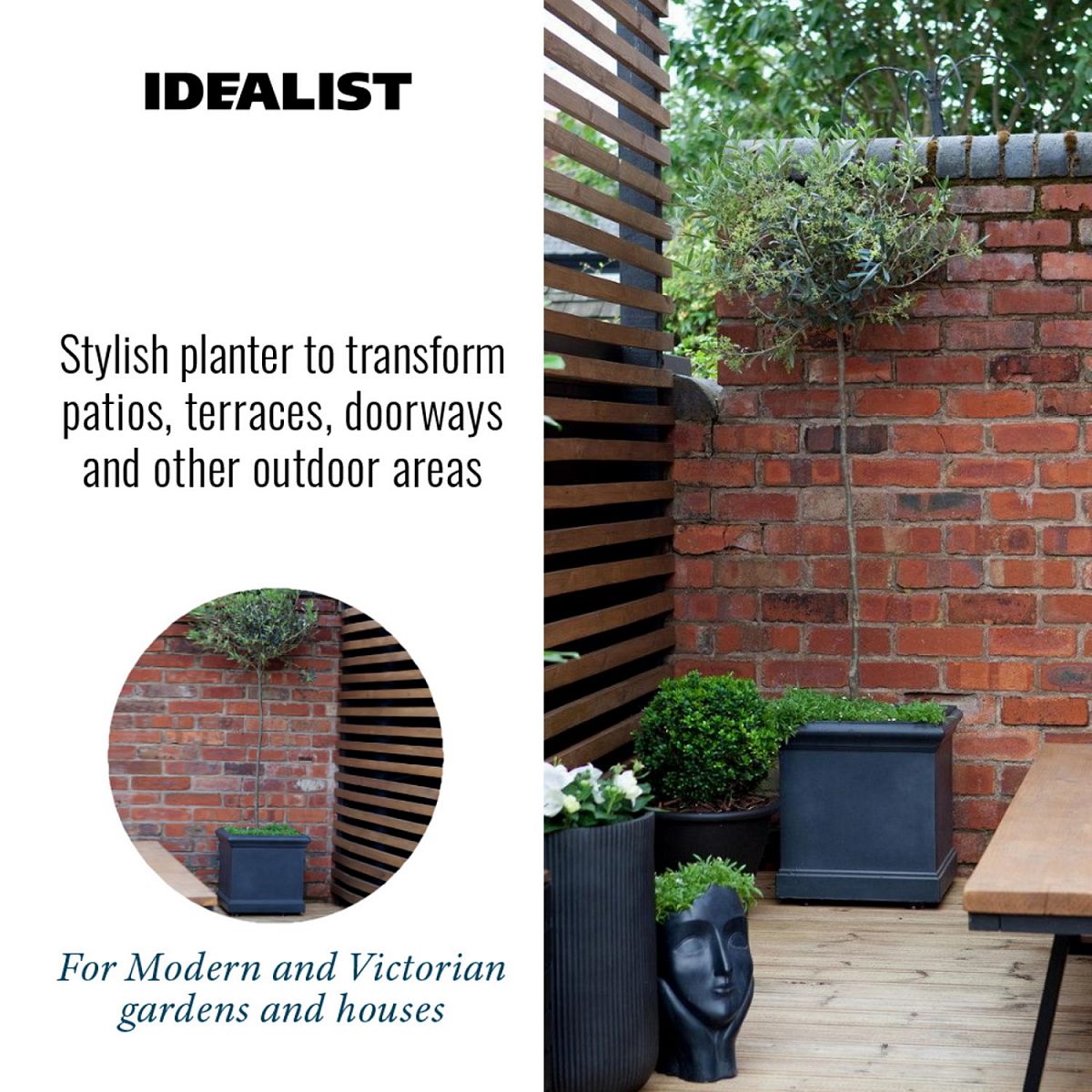 Victorian Box Square Light Stone Outdoor Planter by Idealist Lite