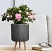 IDEALIST Lite Ribbed Cylinder Planter on Legs, Round Pot Plant Stand Indoor