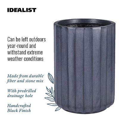IDEALIST Lite Modern Ribbed Cylinder Round Outdoor Planter
