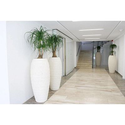 Welcome Round Tall Polystone Outdoor Planter
